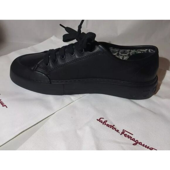 Salvatore Ferragamo Rebel Men\'s Leather Sneakers Size 6 M Us9 Black main image 8